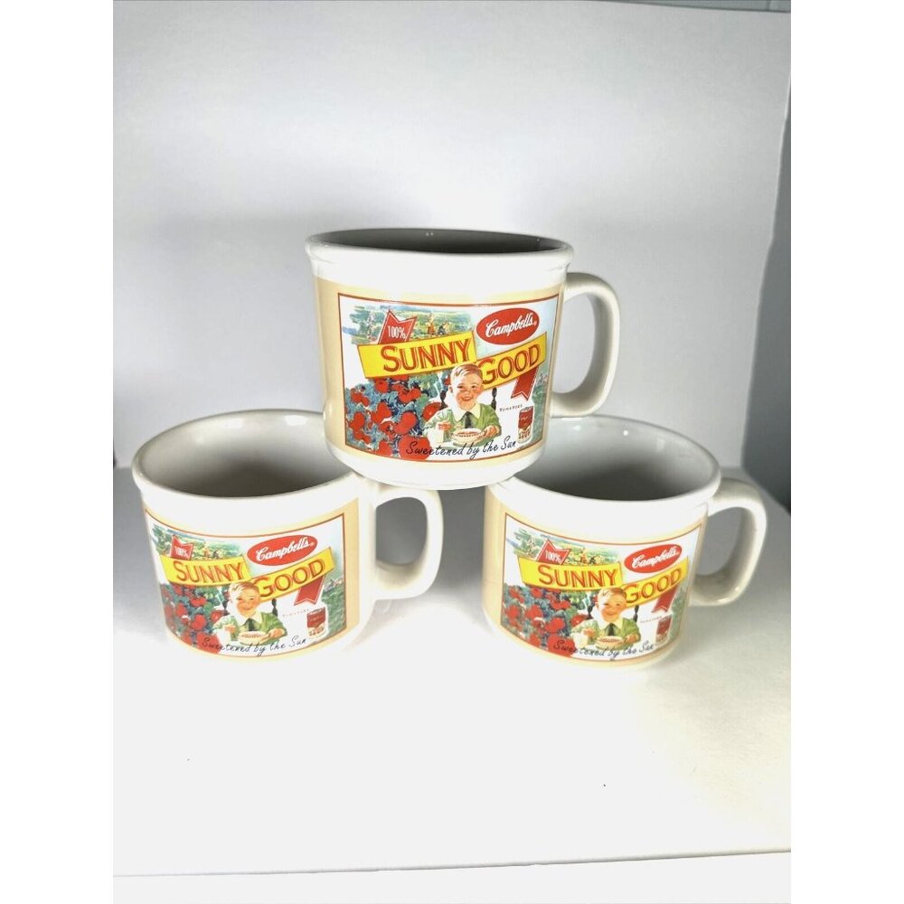 Lot of 3 2005 Campbell Soup Bowls with handles Sunny Good Sweeten By The Sun